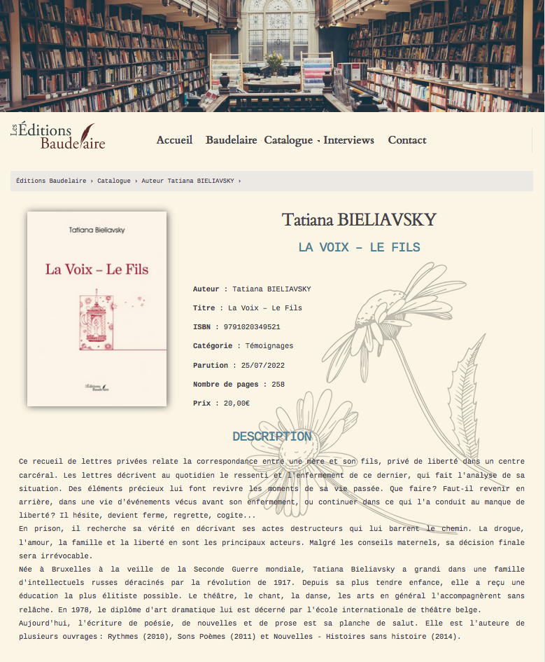 RC BIB Dossier de presse 0. Éditions Baudelaire. La Voix – Le Fils par Tatiana Bieliavsky. 2022-07-25.jpg